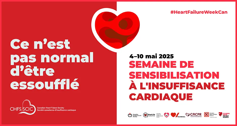 Affiche pour la Semaine de sensibilisation à l’insuffisance cardiaque 2025, du 4 au 10 mai 2025.
